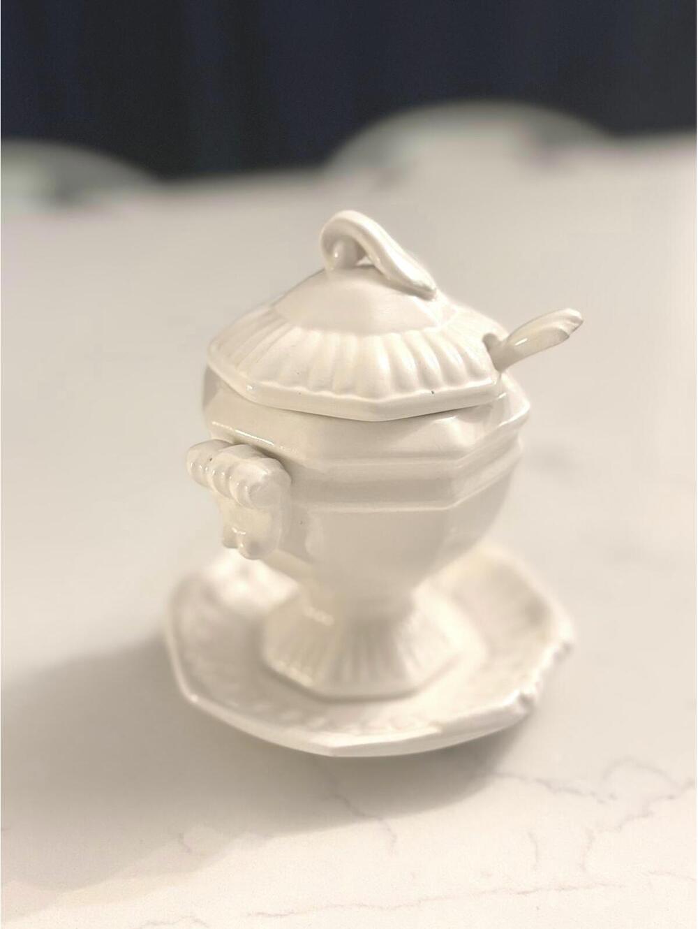 Vintage Ucagco Jam/ Condiment Jar W/ Spoon & Saucer